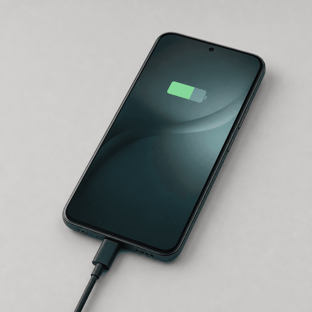 Phone plugged in to charge